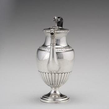 A Swedish empire silver coffeepot mark of Anders Lundquist, Stockholm 1817.