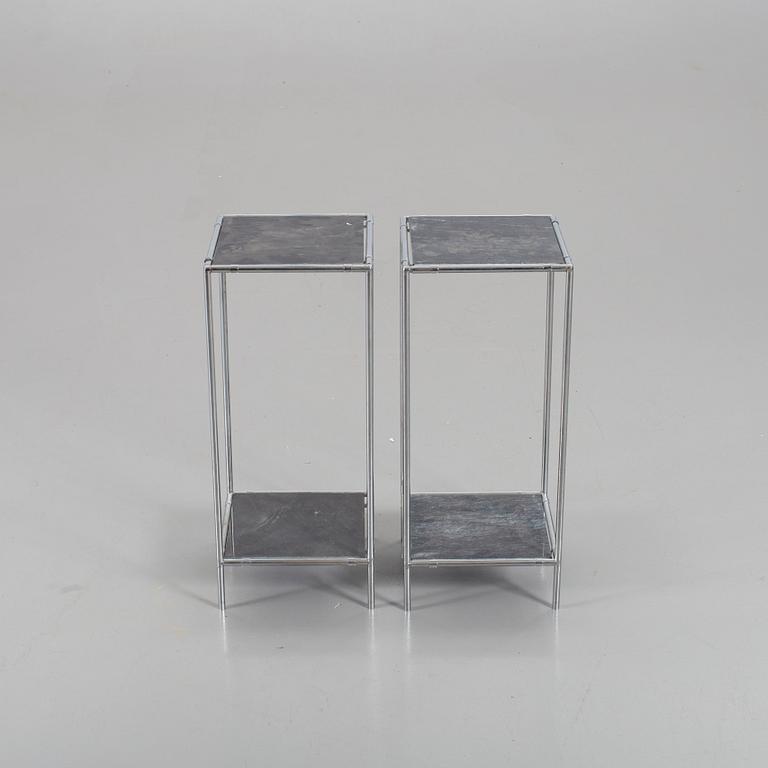 A pair second half of the 20th century marble and metal sideboards/flowertables.