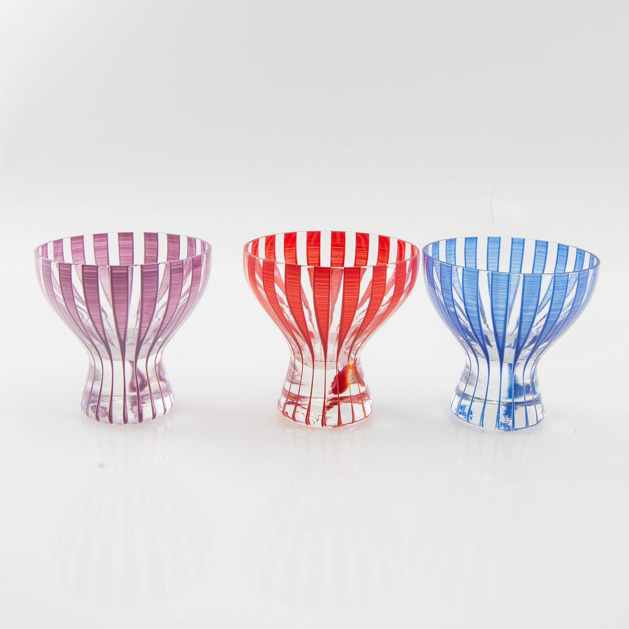 Bengt Orup, glas 9 st  "Strikt", Johansfors 1950-tal.