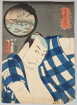 KUNISADA, also known as Toyokuni III (1786-1864), color woodblock print. Japan, 19th century. Figures.