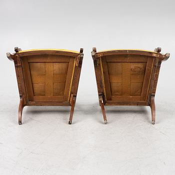 A pair of Russian/Baltic Empire mahogany armchairs, 1830's/40's.