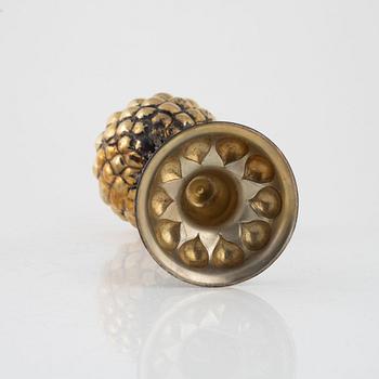 A German Baroque Style Parcel-Gilt Silver Pineapple Cup with Cover, circa 1900.