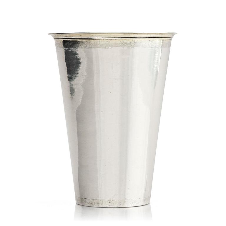A Swedish late 17th century parcel-gilt silver beaker, mark of Johan Lund, Stockholm 1697.