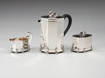 An Atelier Borgila three pieces of silver coffee service, Stockholm 1929.