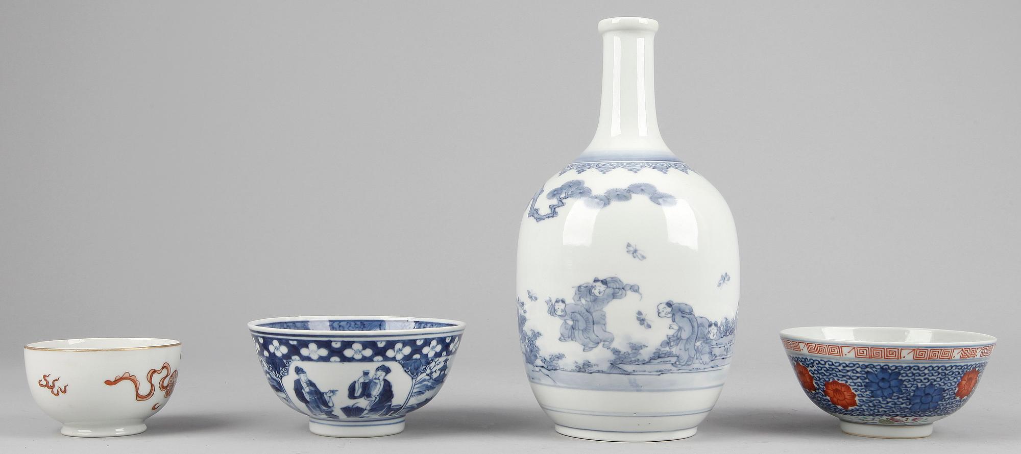 PARTI PORSLIN, 4 delar, Kina, bla Kangxi-stil, 1900/2000-tal.