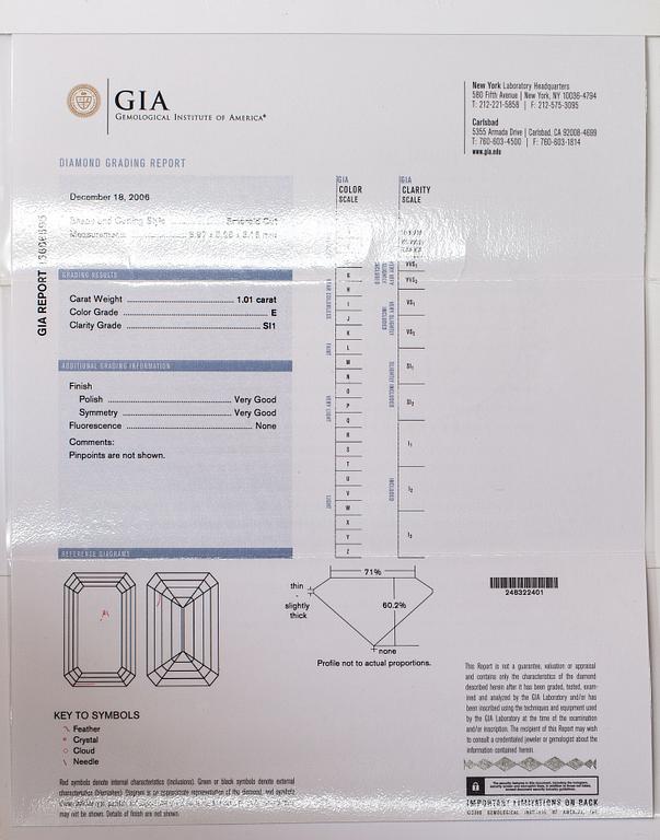Sormus, 18K valkokultaa, timantteja n. 1.71 ct yht. Tacori. GIA -todistuksella.