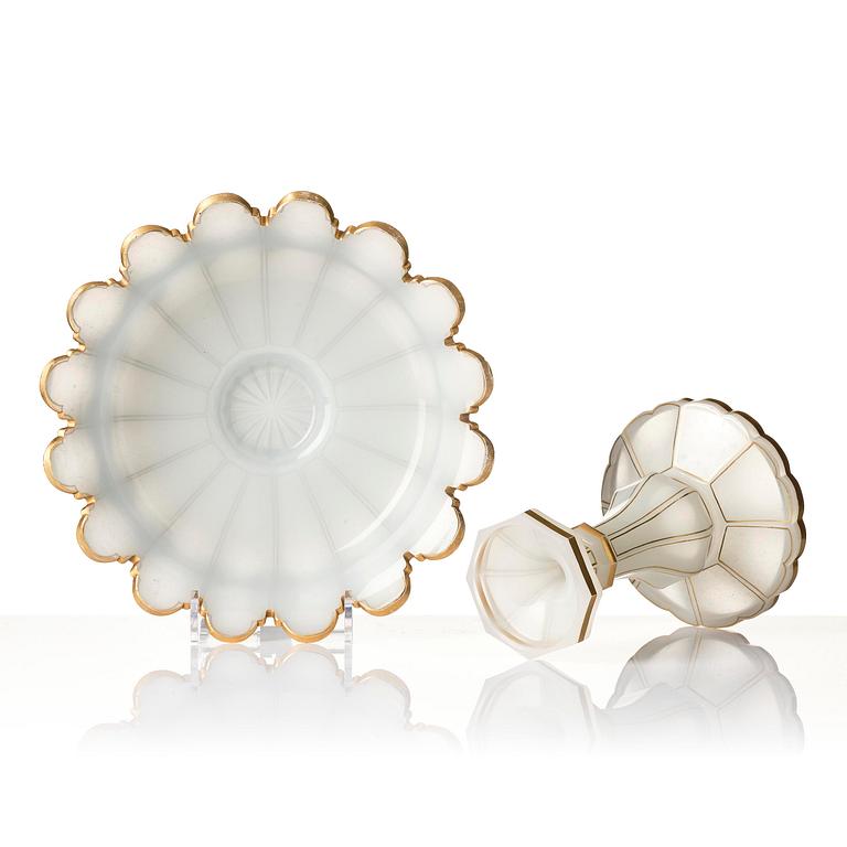 A large French opalin glass tazza, 1830/1840's.