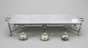 RECHAUD/MATVÄRMARE, nysilver, 1900-talets första hälft.