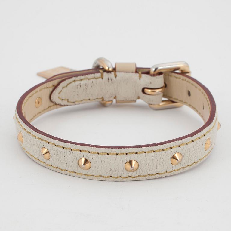 LOUIS VUITTON, a white leather dog collar, "Suhali dog collar".