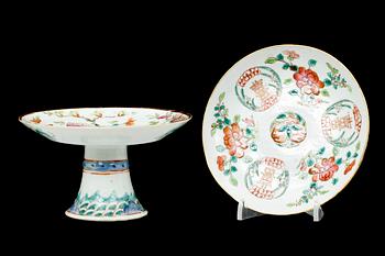 TAZZA MED FAT, 2 delar, porslin, Kina, 1800/1900-tal.