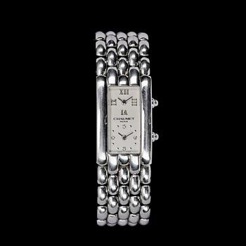 1120. ARMBANDSUR, Chaumet, Khésis, stål med briljantslipade diamanter. Dubbla urtavlor.