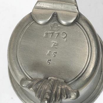 Målkärl, Jumfru av Carl Wessman, Stockholm 1770. Krönt av Zakarias Plantin.