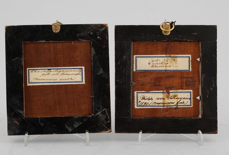 ANDERS GUSTAF ANDERSSON, miniatyrporträtt, 2 st, herrporträttet signerat och daterat 1822.