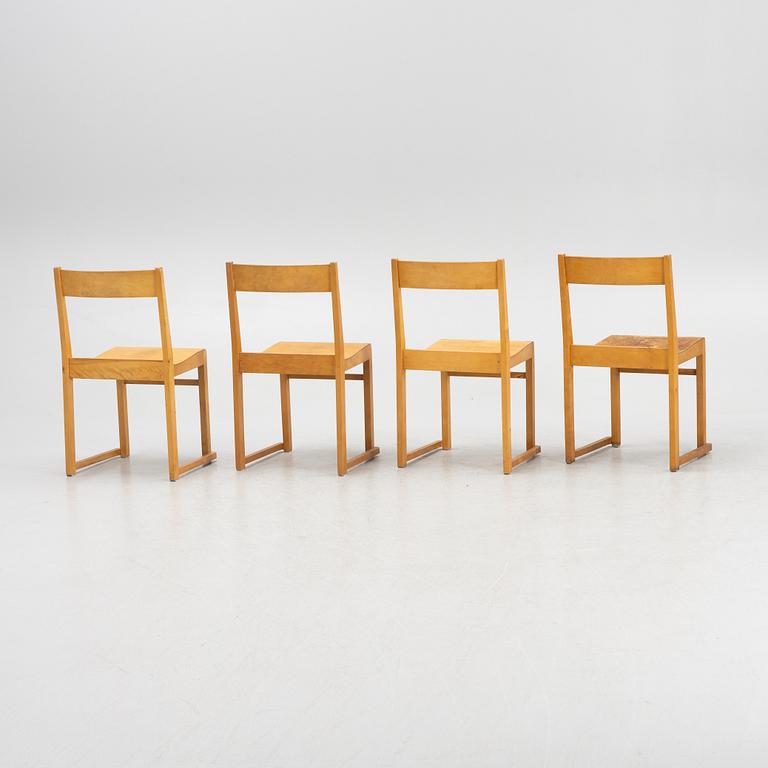 Sven Markelius, a set of four 'Orkesterstolen' chairs, mid 20th Century.