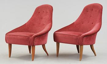 FÅTÖLJER, ett par, "Lilla Eva", ur Paradiset, Triva, Kerstin Hörlin-Holmquist för NK, 1900-talets mitt.