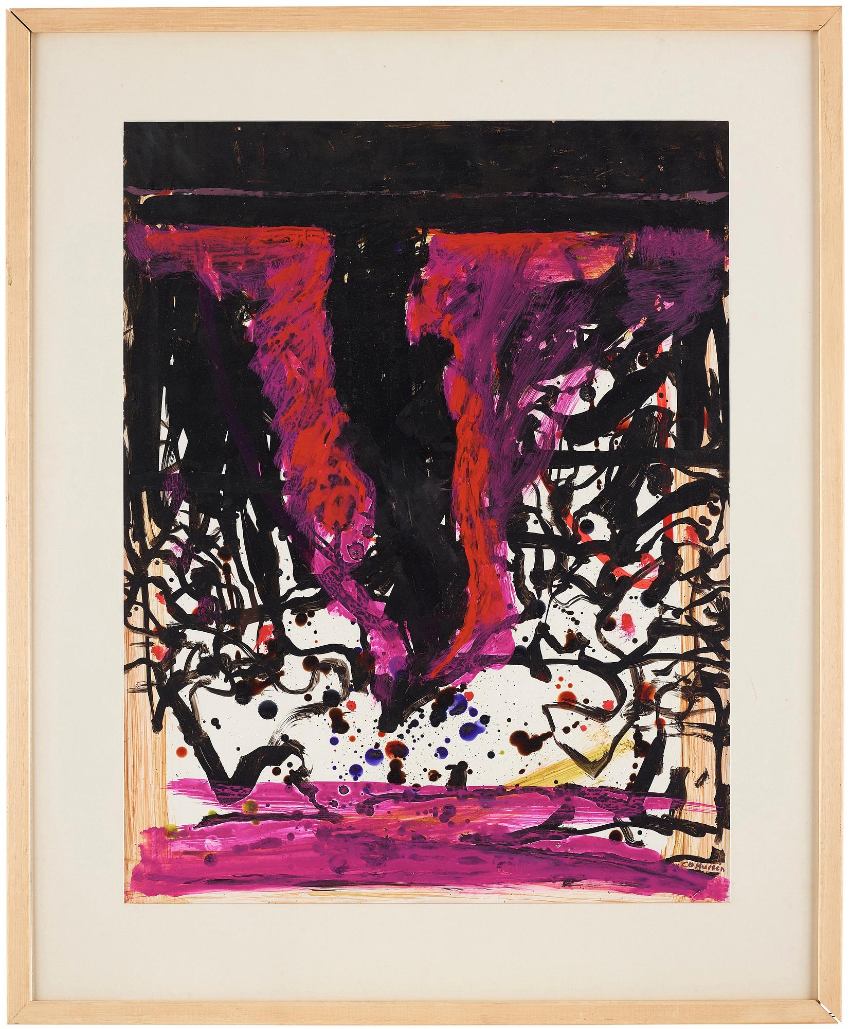 CO Hultén, gouache på papper, signerad och utförd på 1950-talet.