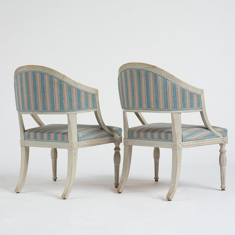 A pair of late Gustavian armchairs from the first half of 19th century.