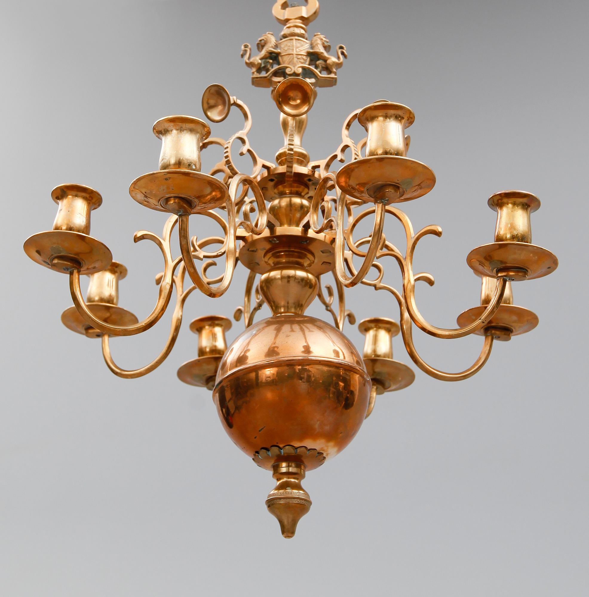 LJUSKRONA, mässing, barockstil, 1900-talets andra hälft.