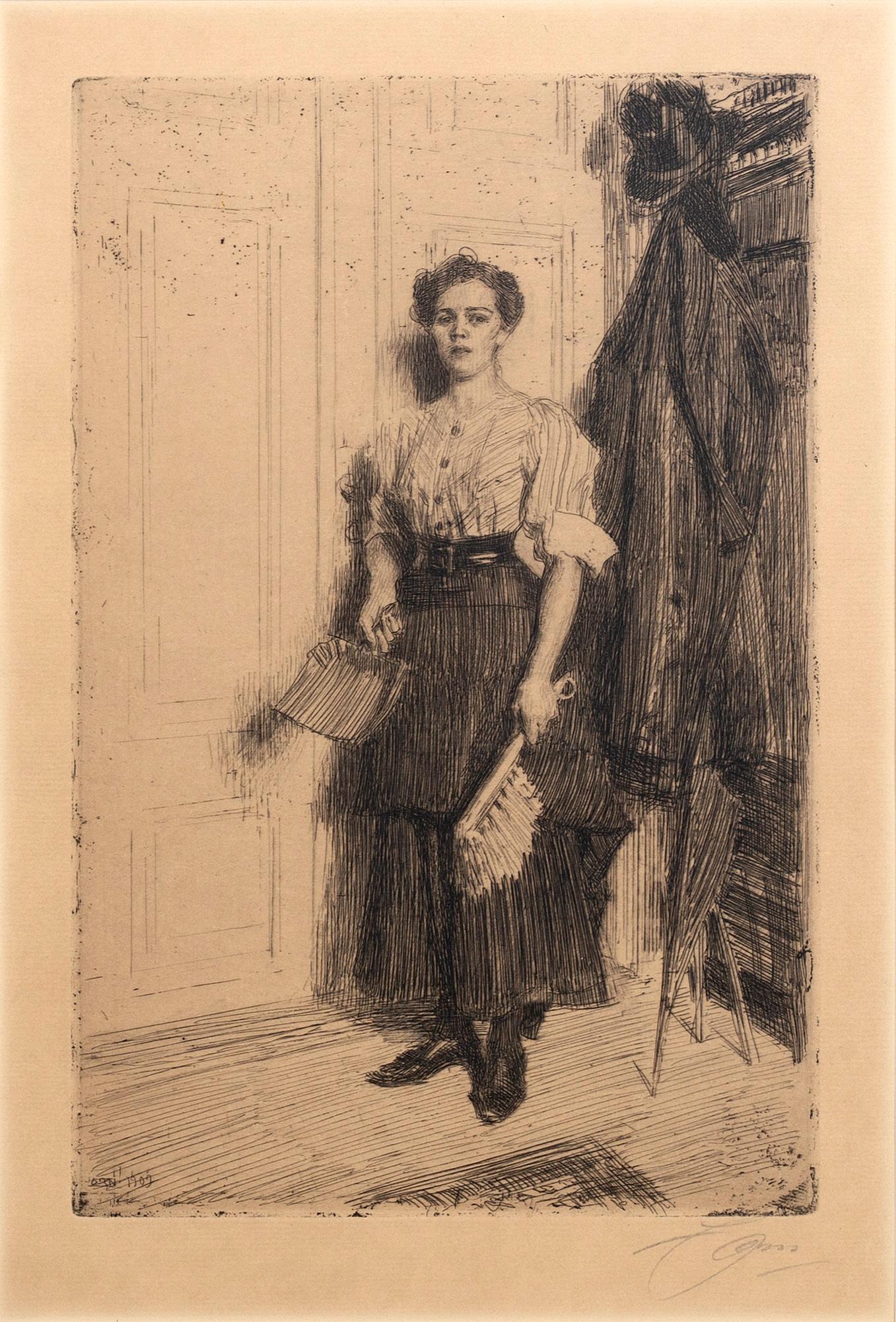 Anders Zorn, a signed etching from 1909.