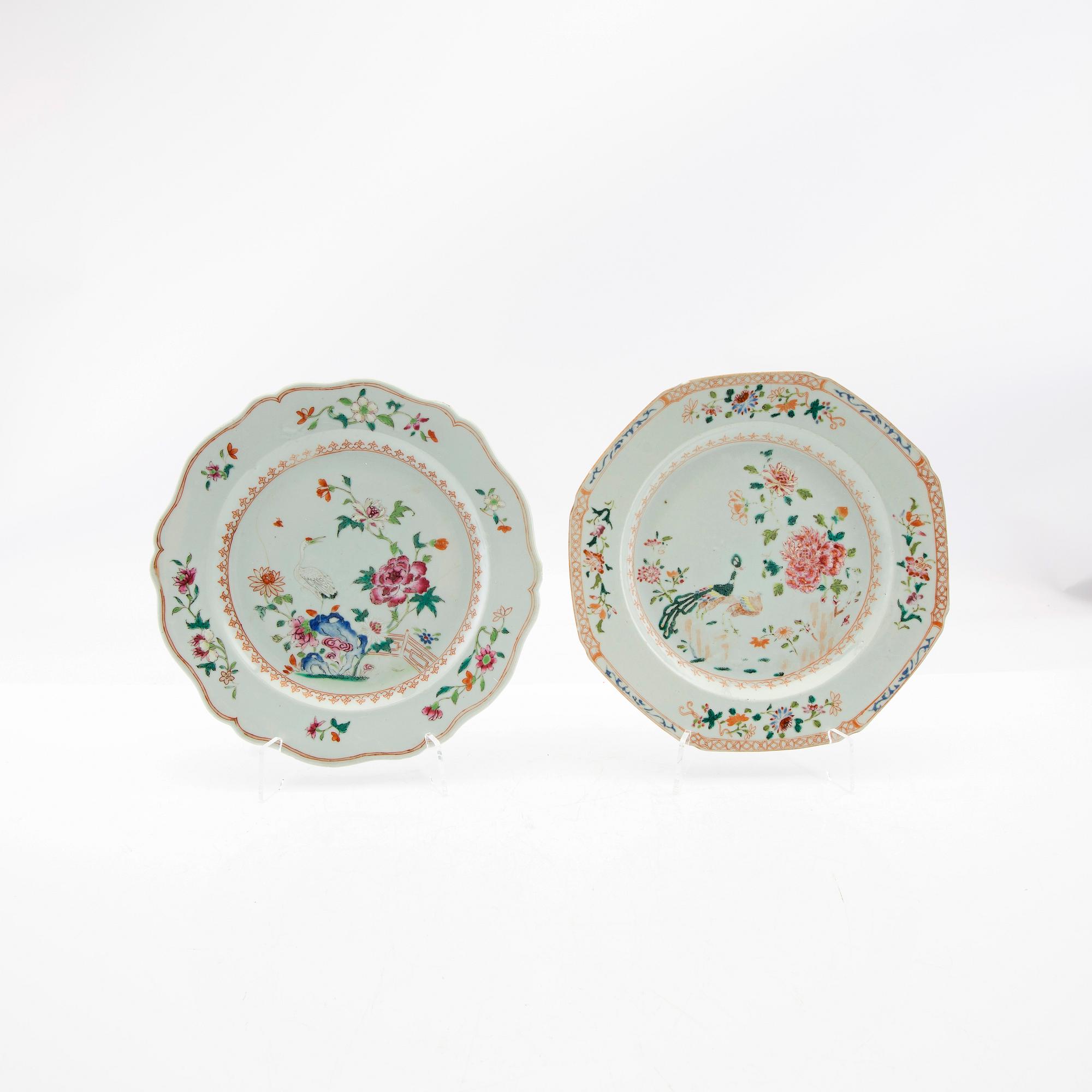 Plates/shallow bowls, 4 pcs, China, 18th century, porcelain.