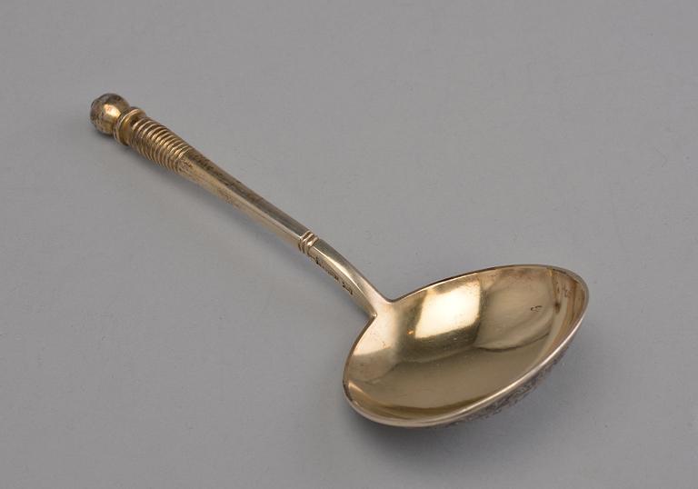 A SPOON, 84 silver, niello. Moskow 1867. Weight 94 g.