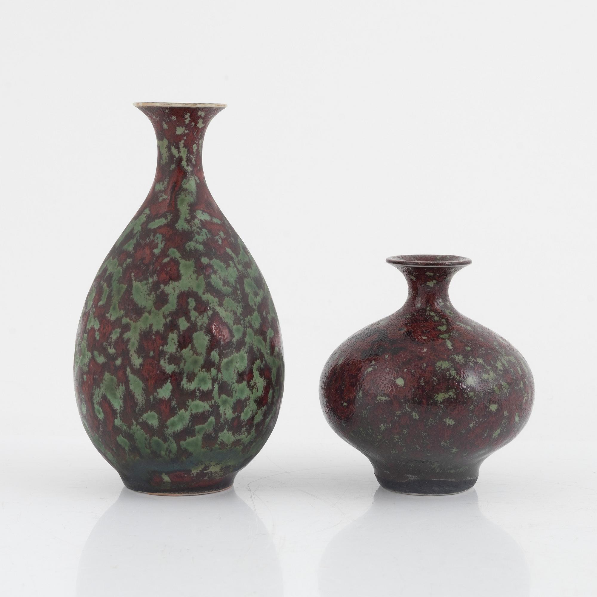 Sven Wejsfelt, a set of three stoneware vases and a bowl, Gustavsbergs studio, 1970's-80's.