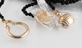 COLLIER, vitmetall samt fasettslipade svarta kulor, Christian Dior.