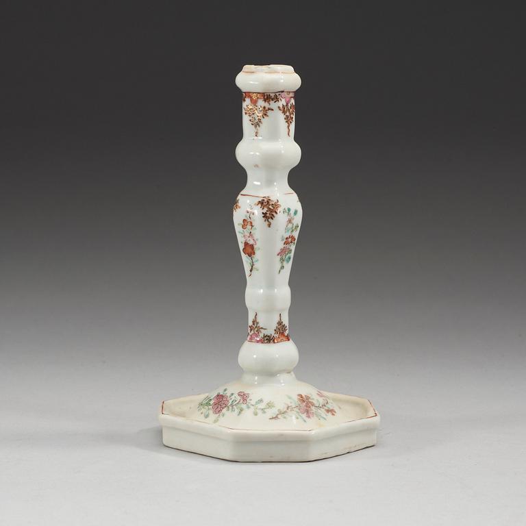 A famille rose candle stick, Qing dynasty, Qianlong (1736-95).