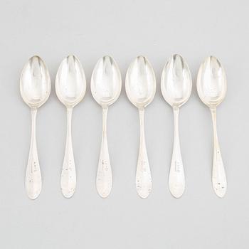 A set of six Swedish silver spoons, mark of Magnus Ljungqvist, Kristianstad 1809-1812.