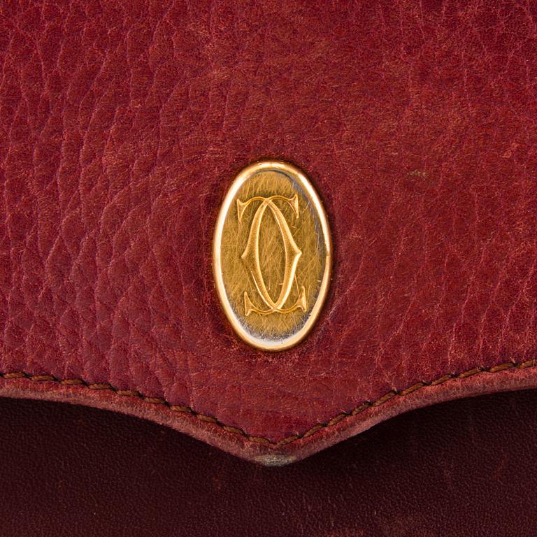 CARTIER Vintage Bordeaux Leather Crossbody Bag.