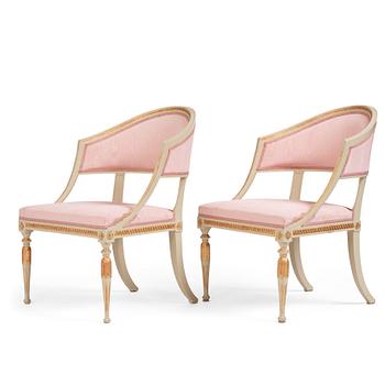 69. A pair of late Gustavian open armchairs, late 18th century.