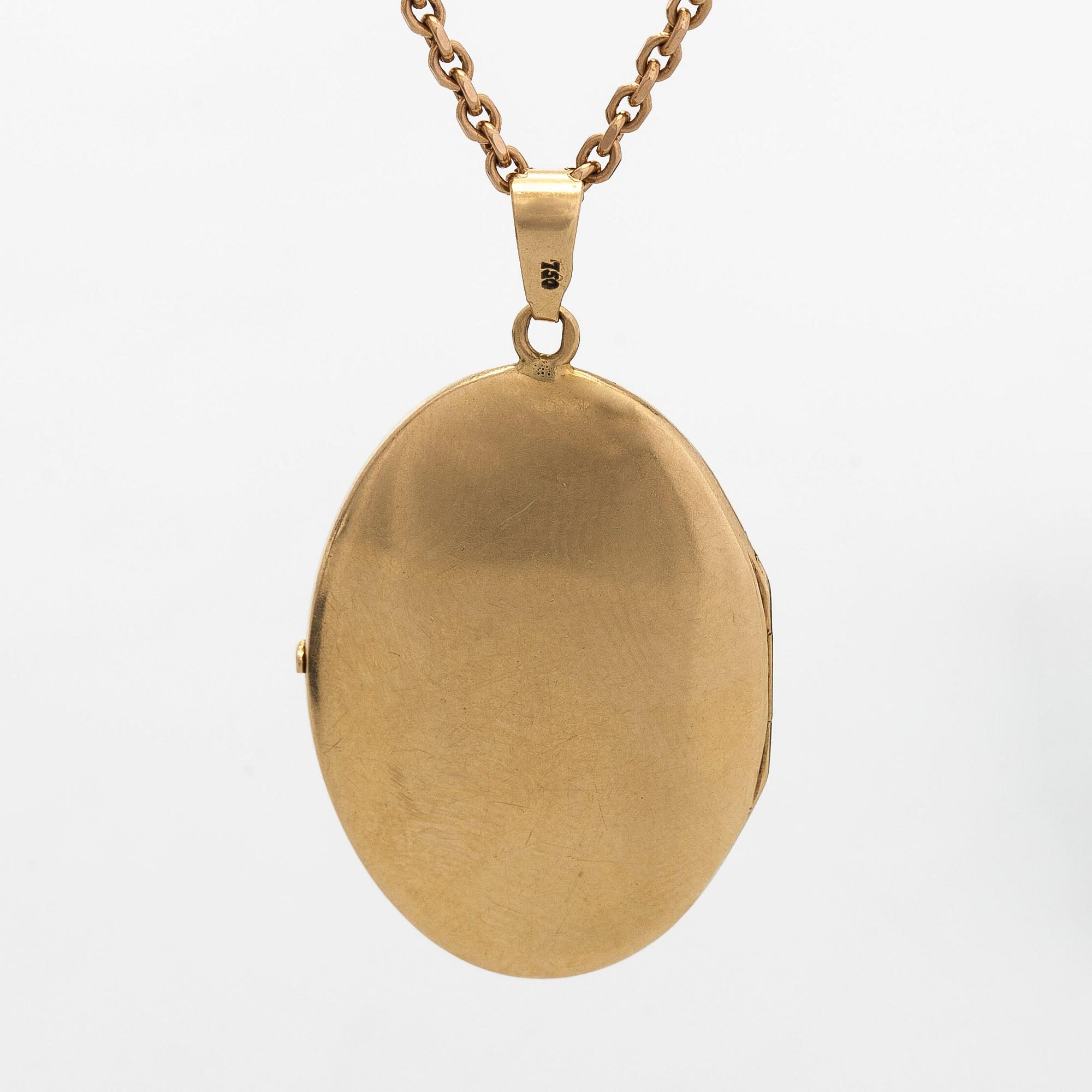 Medaljonki ja ketju, 18K kultaa.