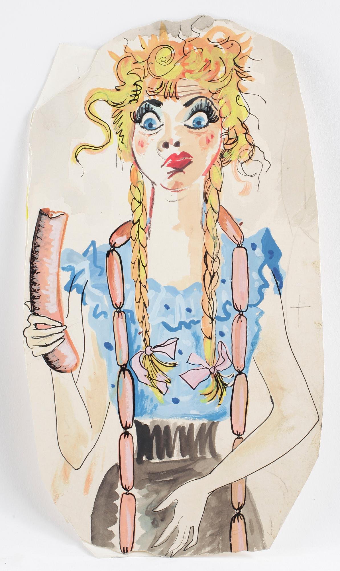 MAX GOLDSTEIN (MAGO), ca 84 st, kostymskisser och akvarellteckningar för Bl a från Södran, Revy; " En lycklig resa",1952.