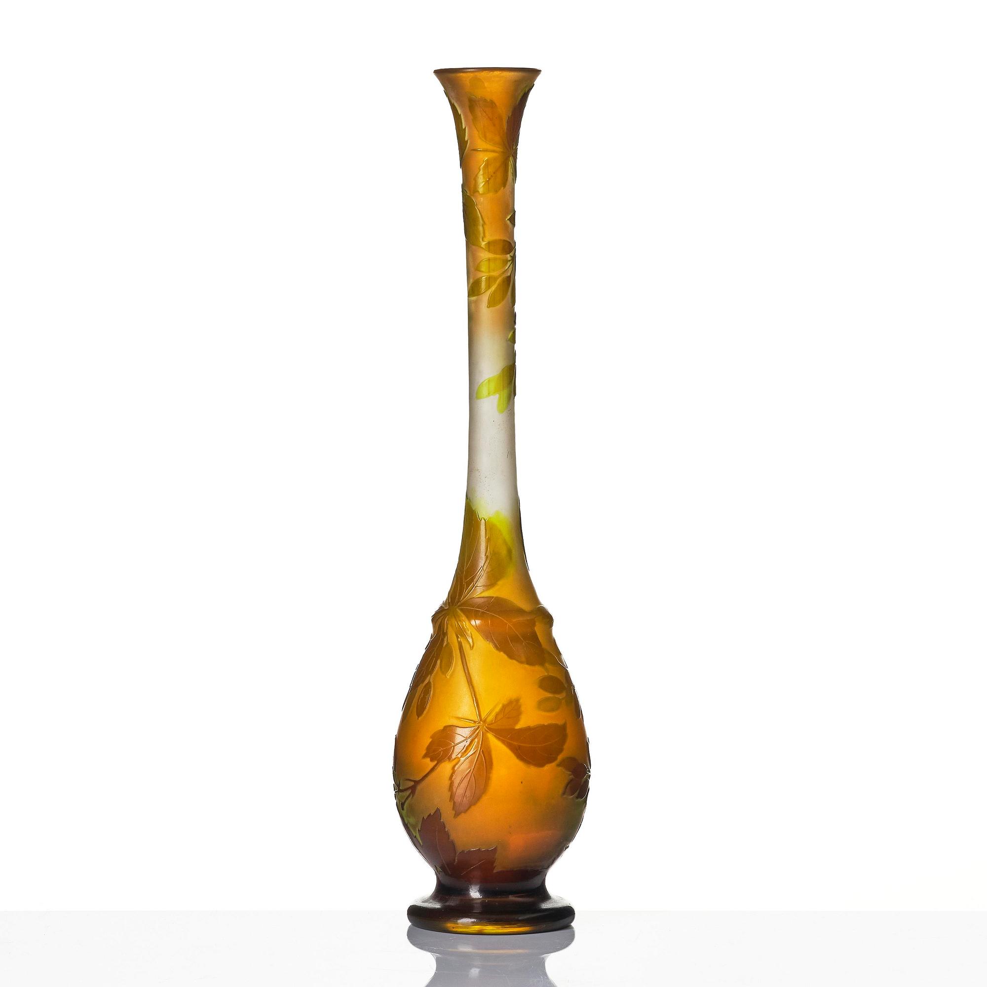 Emile Gallé, a set of two Art Nouveau cameo glass vases, Nancy, France.