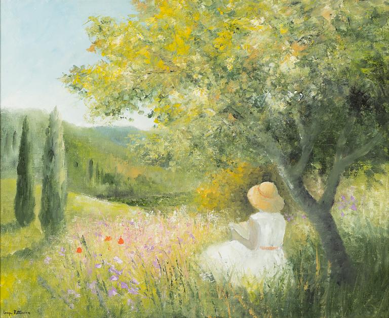 Inge Pettersson, Läsande kvinna vid sommaräng.