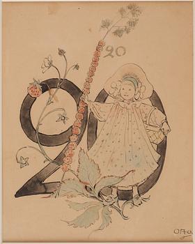Ottilia Adelborg, "Blomstersiffror med rim", 20 + 1 pcs.