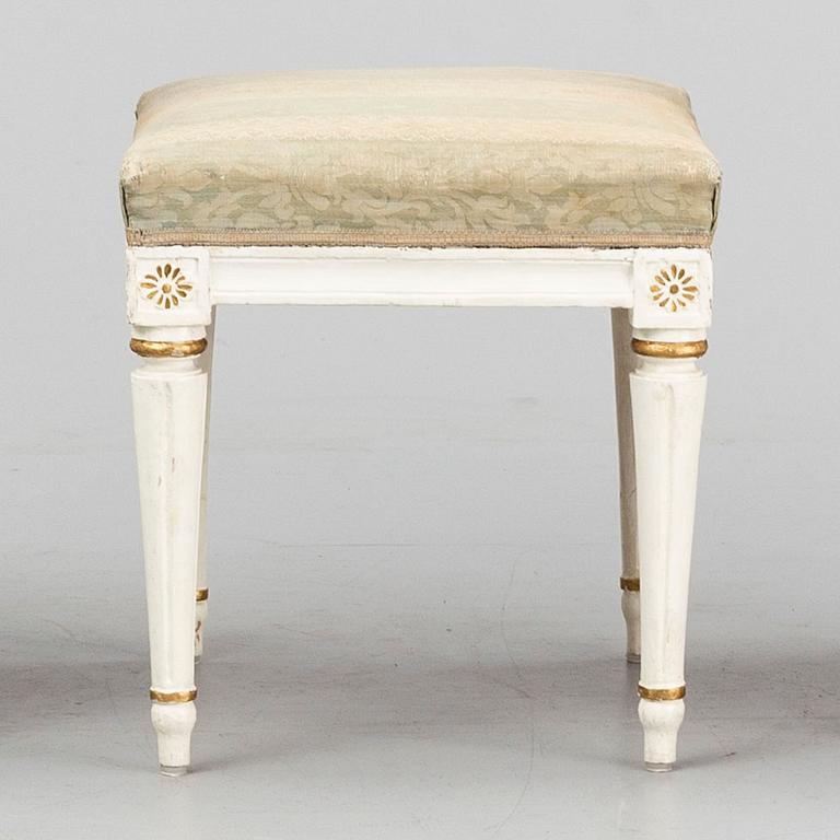 A Gustavian stool, late 18th century.