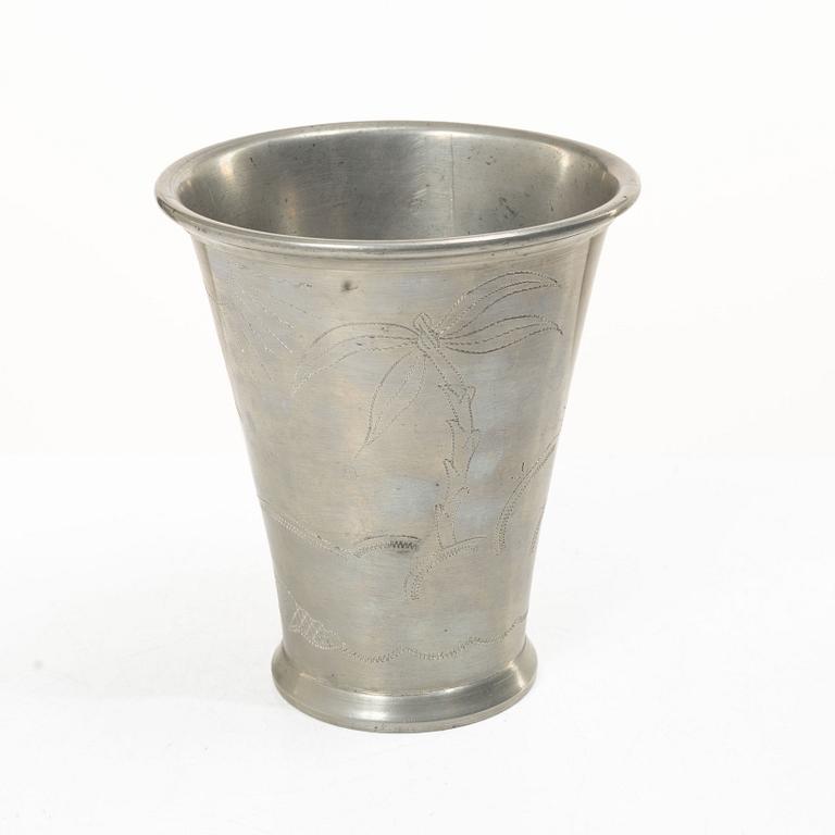 Nils Fougstedt, a pewter vase/ beaker, Firma Svenskt Tenn, model no A 40.