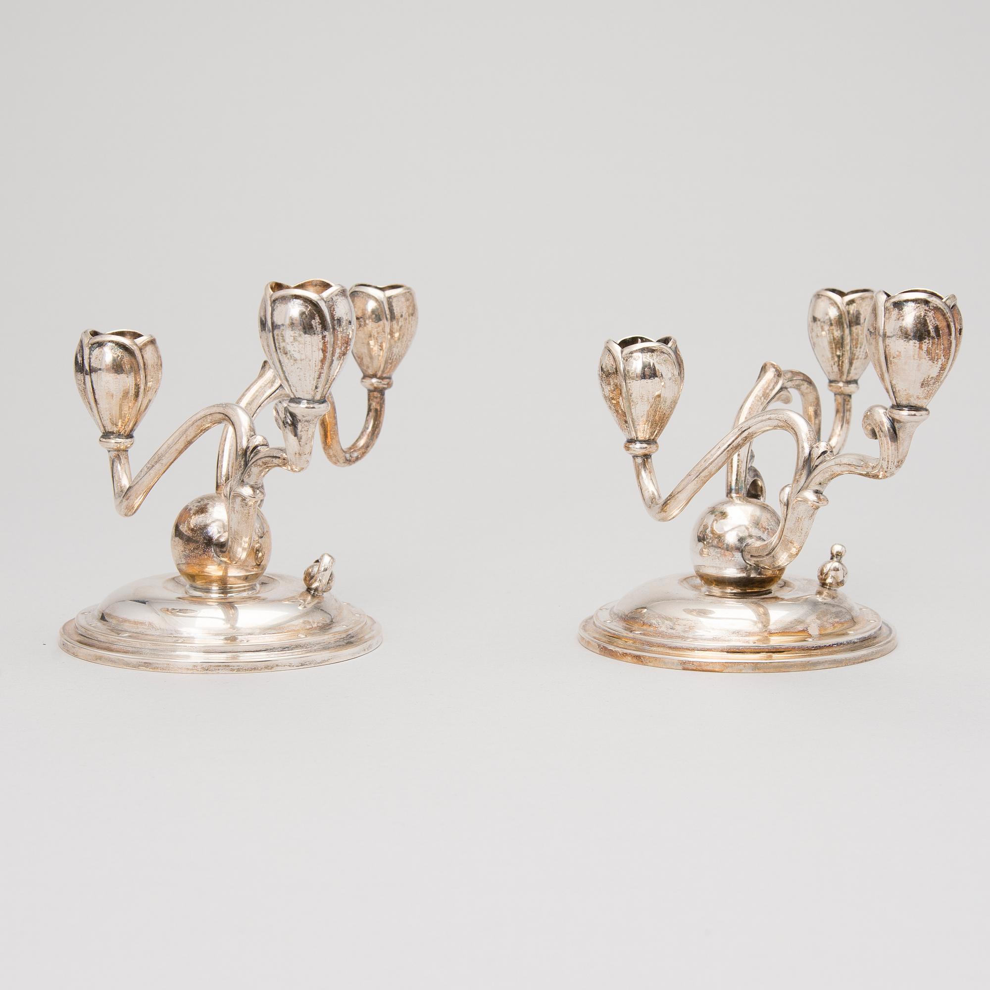 W.A. BOLIN, KANDELABRAR, ett par, silver, Stockholm 1934.
