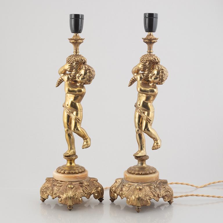 Table lamps, a pair, Rococo style, mid-20th Century.