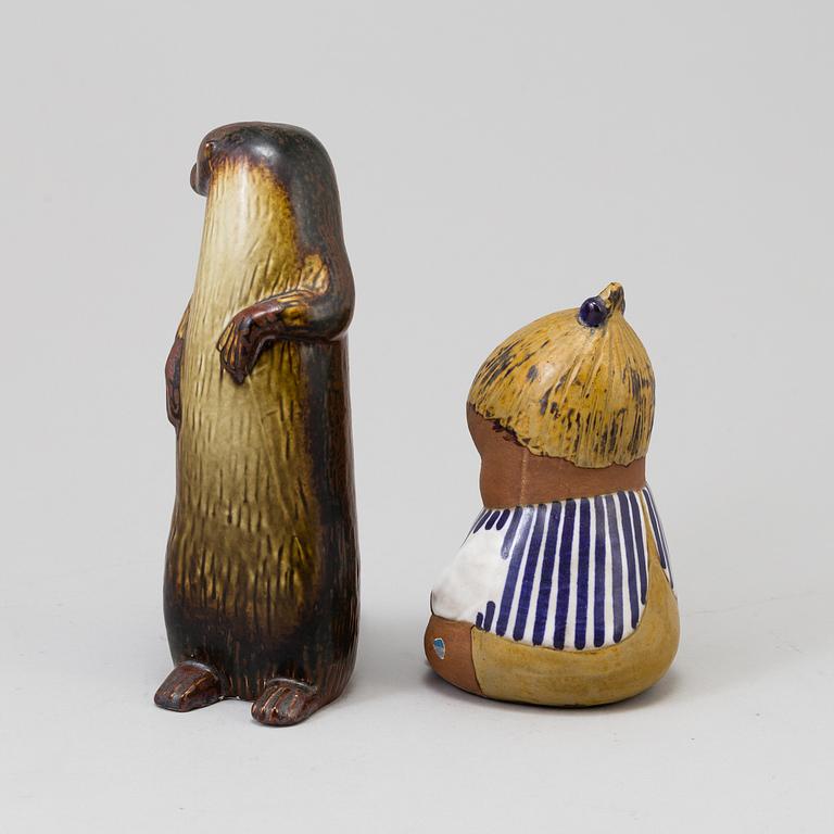 2 Lisa Larson stoneware figurines, Gustavsberg.