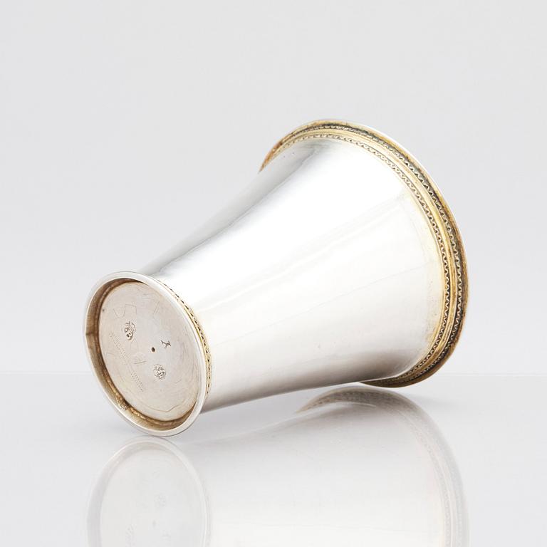 A Swedish 18th century parcel-gilt silver beaker, mark of Abraham Wirgman, Göteborg, 1715.
