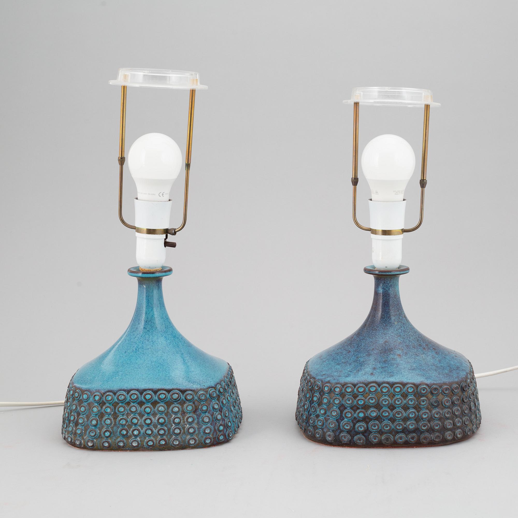 STIG LINDBERG, bordslampor, ett par, Gustavsbergs studio 1965.
