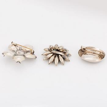G Kaplan, broscher, 3 st, silver.