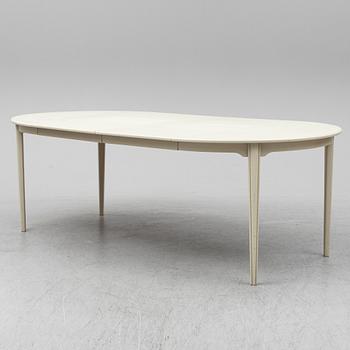 CARL MALMSTEN, matgrupp, 7 delar, 6 stolar samt bord. Två iläggskivor medföljer.