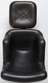 Yrjö Kukkapuro, a "Karusellii" fibre glass and black leather lounge chair and ottoman, Haimi, Finland, 1960-70's.