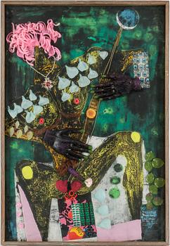 Lambert Werner · LAMBERT WERNER, "Hippi Pippi", gouache med collage, signerad och daterad -68.
