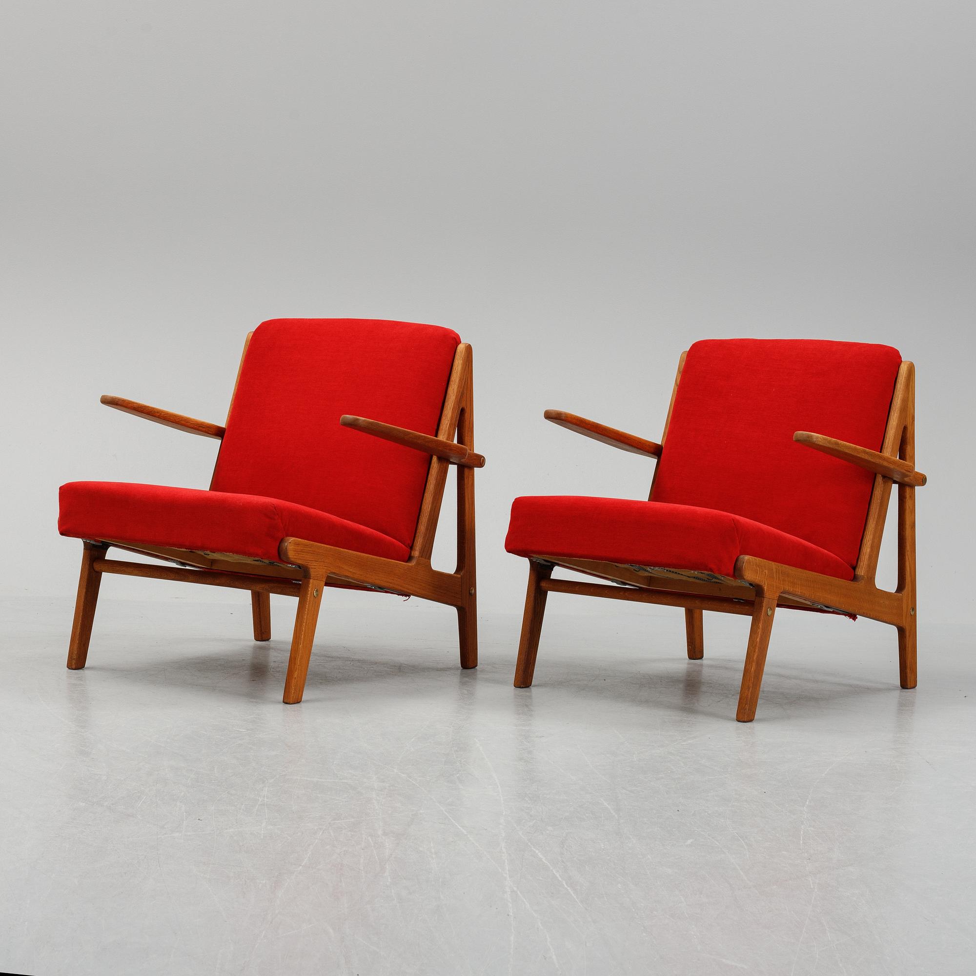 A pair of easy chairs, Denmark, 1950's.