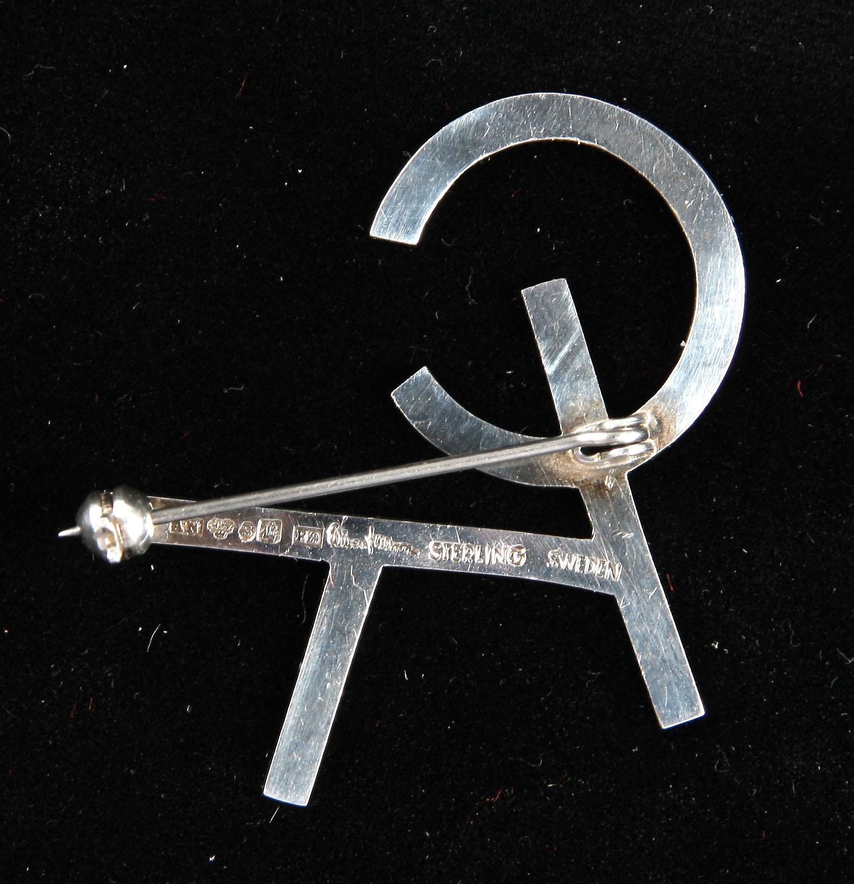 MONOGRAMBROSCH, silver, Wiven Nilsson, Lund, 1950/60-tal.