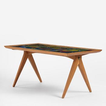 Stig Lindberg, & David Rosén, a coffee table from the Triva series, Gustavsberg, with base by Nordiska Kompaniet, 1952.
